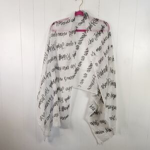 Joseph Ribkoff White Black Sheer Scarf Spring Summer Womens 72"x27" Classy